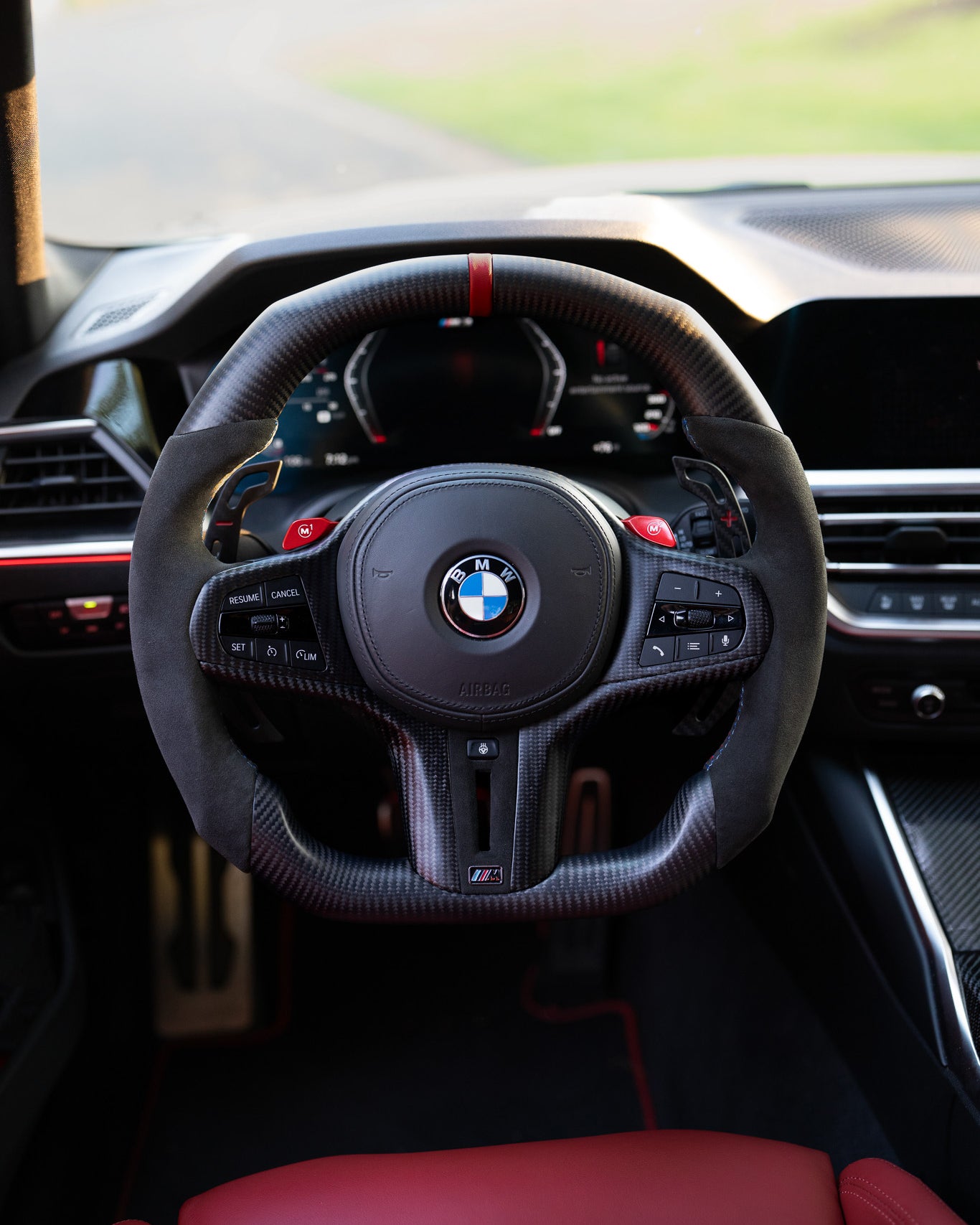 BMW Alcantara Flat Bottom Matte Carbon Fiber Steering Wheel for G Chassis- Carbone's Signature Design for G20 G30 G80 G82 M3 M4 M2 M340i - iCBL