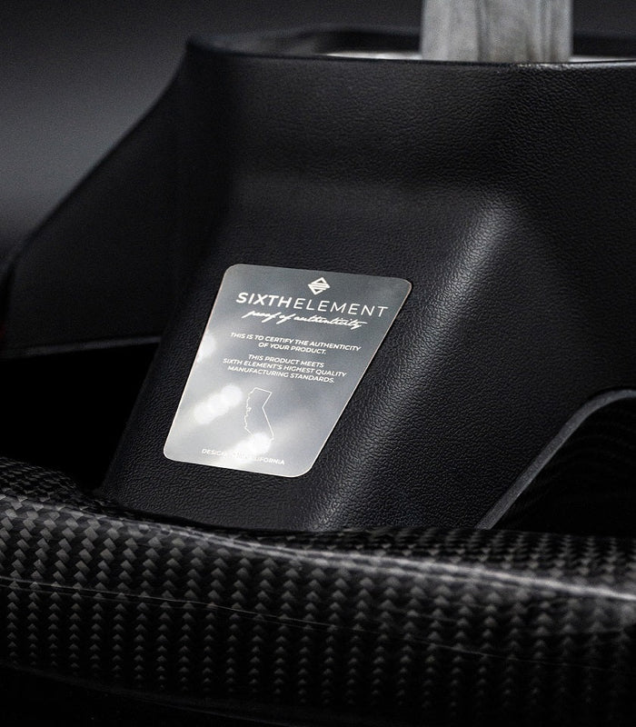 Sixth Element TESLA MODEL Y / MODEL 3 WHITE LEATHER FLAT BOTTOM STORMTROOPER GLOSS CARBON STEERING WHEEL - iCBL