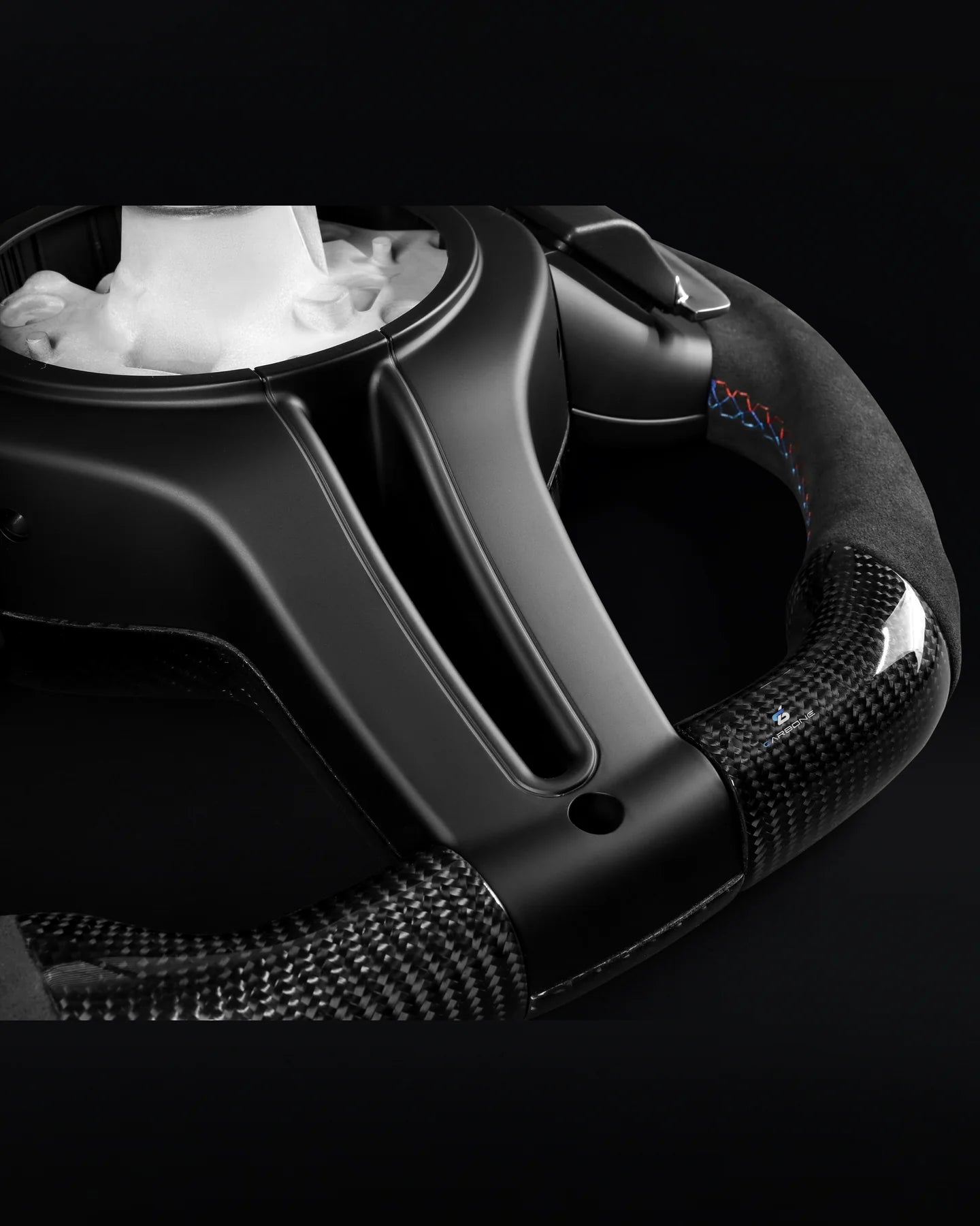 BMW Alcantara Flat Bottom White Stripe Gloss Carbon Fiber Steering Wheel for F Chassis- iCBL's Signature Design for F30 F32 F80 F82 M3 M4 M2 335i 340i 328i 440i 435i (Copy) - iCBL