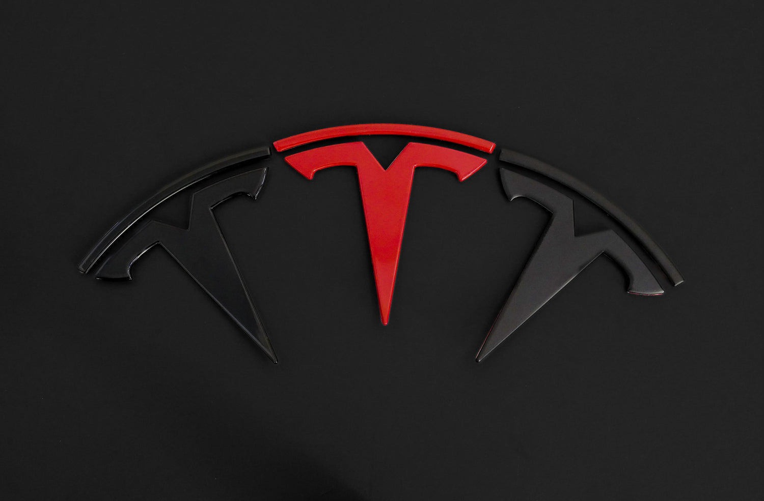 TESLA Metal Gloss and Matte Emblems Logo for Model 3 & Model Y Hood + Trunk in Gold, Red, Gloss and Matte Black - iCBL