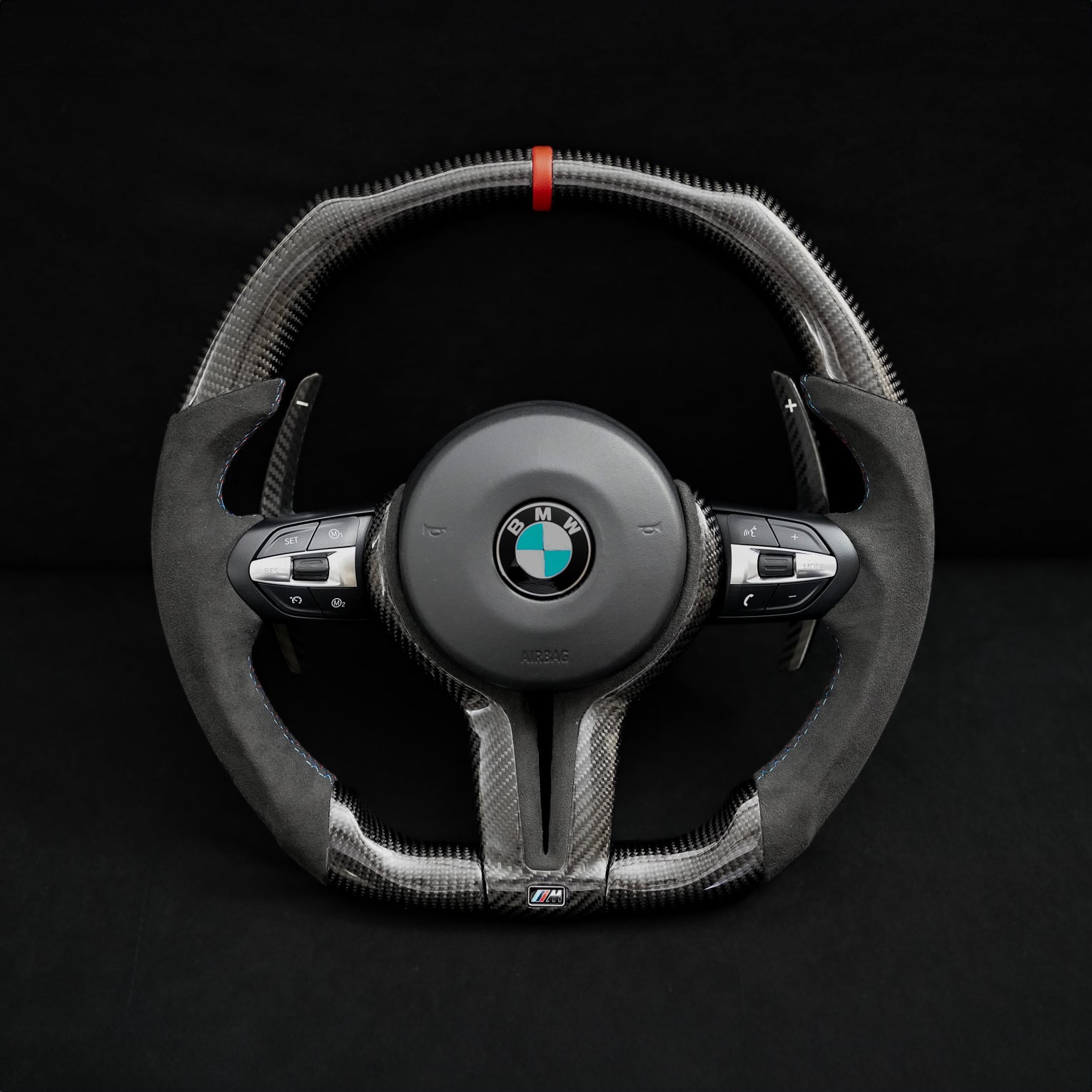 BMW Alcantara Flat Bottom Carbon Fiber Steering Wheel for F Chassis- iCBL's  Signature Design for F30 F32 F80 F82 M3 M4 M2 335i 340i 328i 440i 435i