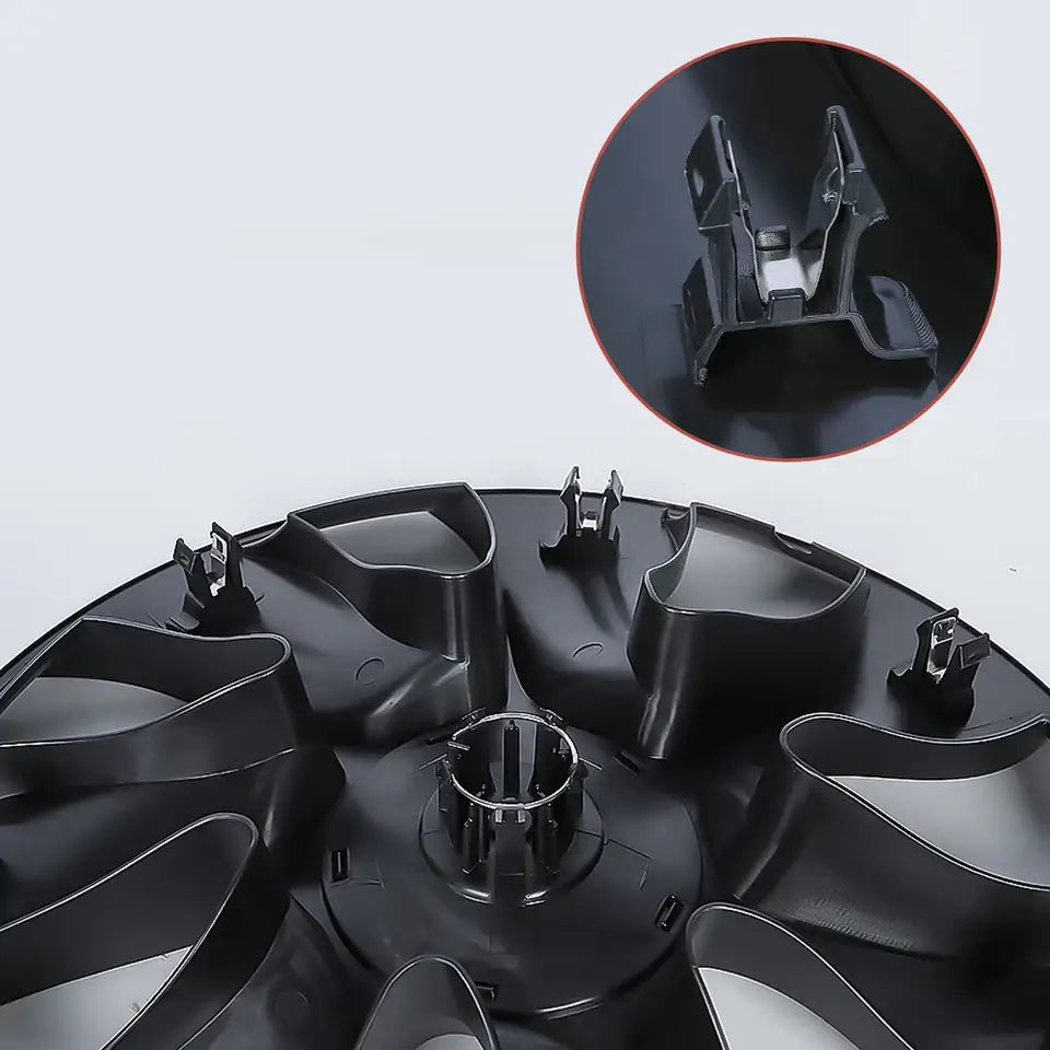 Tesla Model Y Wheel Covers Front & Rear Turbine Blade Matte Black 2017-2023 (4PCS) - iCBL
