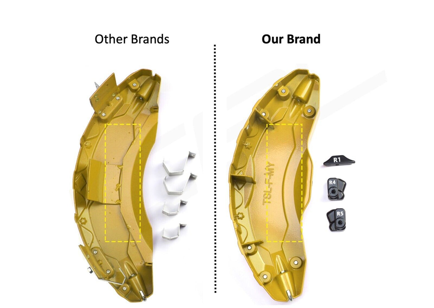 Tesla Model S Brake Caliper Covers Aluminum Front & Rear YELLOW 18-21 (4PCS) - iCBL