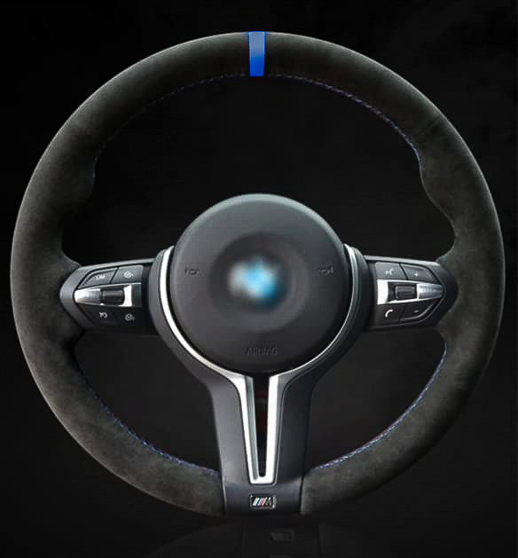 BMW F-Series Alcantara Suede Steering Wheel Cover DIY (Blue Stripe) - iCBL