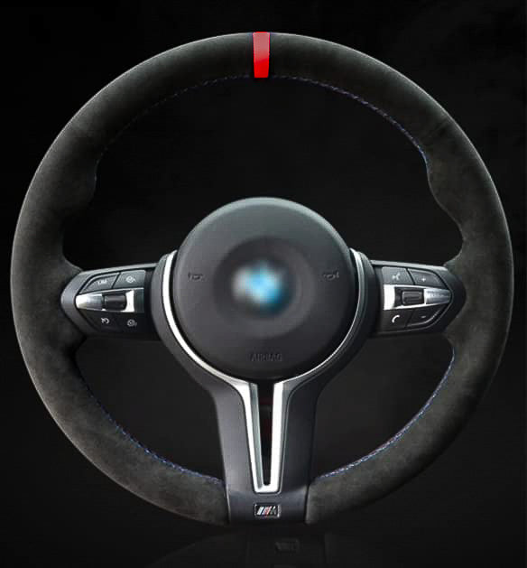 BMW F-Series Alcantara Suede Steering Wheel Cover DIY (Red Stripe) - iCBL