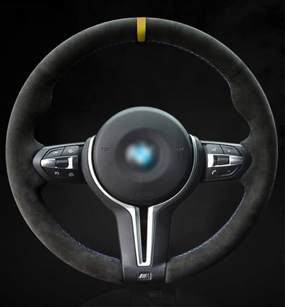 BMW F-Series Alcantara Suede Steering Wheel Cover DIY (Yellow Stripe) - iCBL