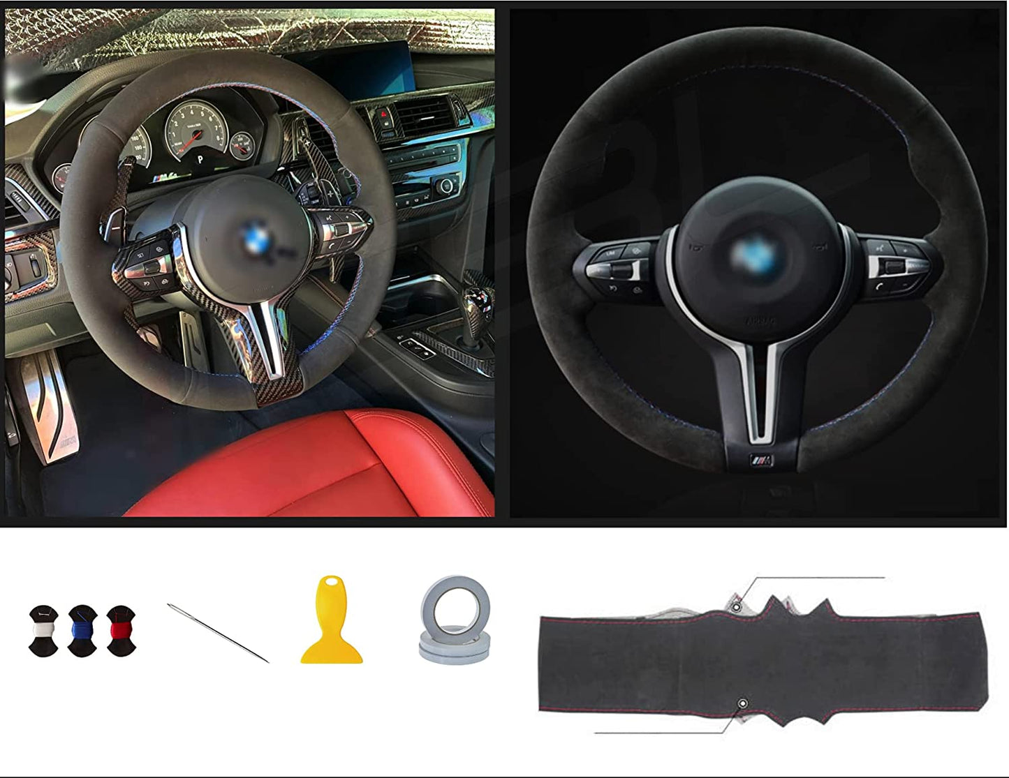 BMW F-Series Alcantara Suede Steering Wheel Cover DIY (Plain) - iCBL