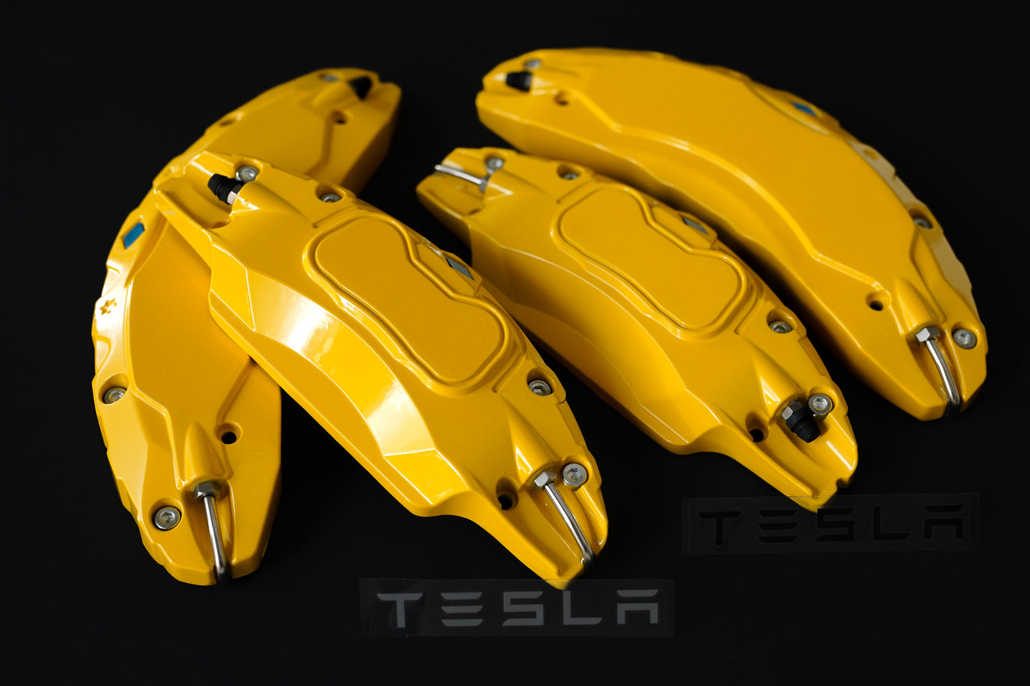 Tesla Model S Brake Caliper Covers Aluminum Front & Rear YELLOW 18-21 (4PCS) - iCBL