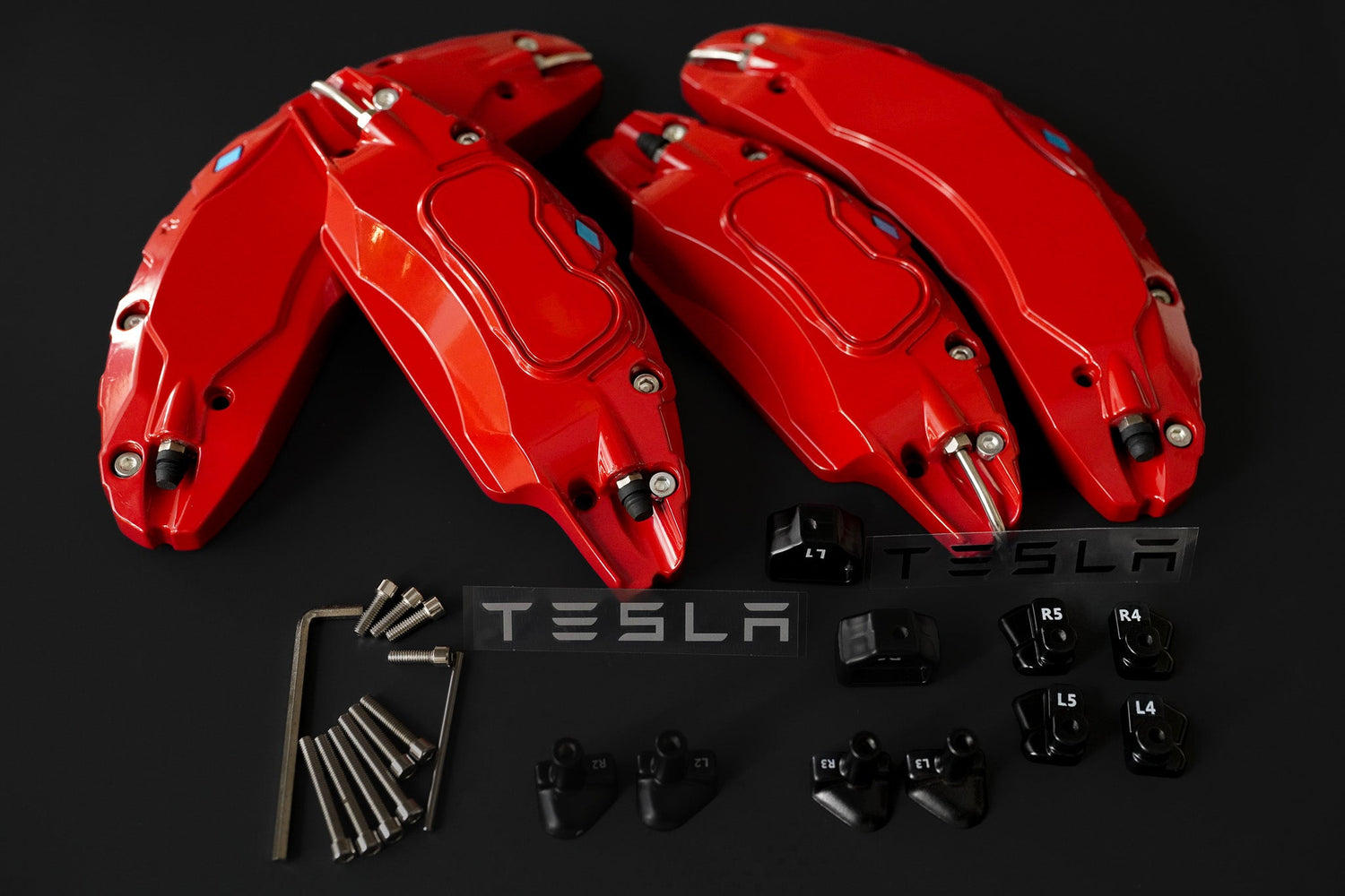 Tesla Model S Brake Caliper Covers Aluminum Front & Rear Red 18-21 (4PCS) - iCBL