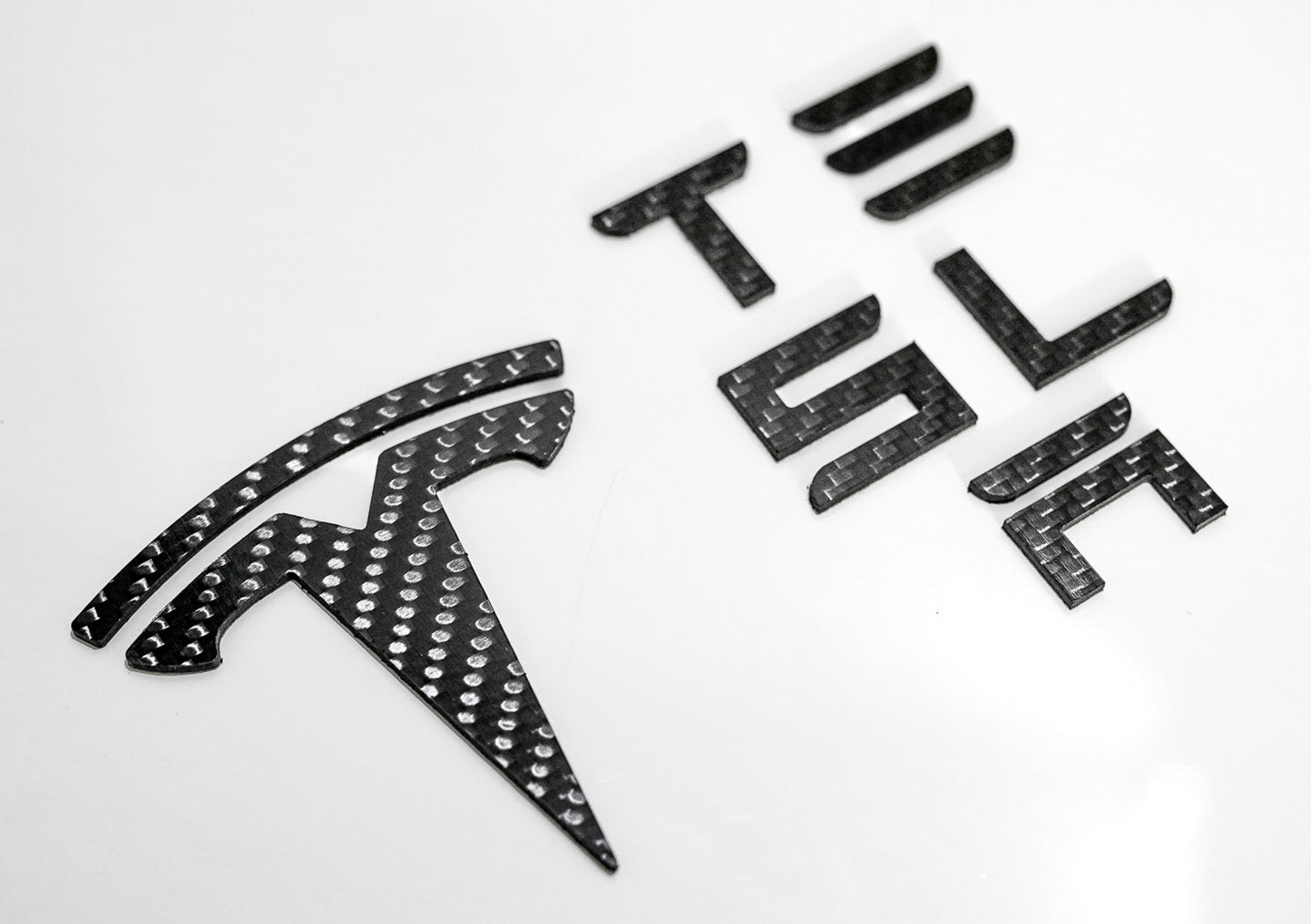 TESLA Gloss Carbon Fiber Emblem Logo for Model 3 & Y Hood +Trunk Letter Accessories - iCBL