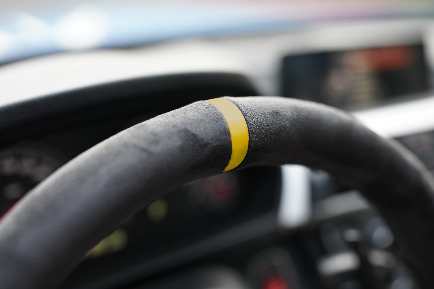 BMW F-Series Alcantara Suede Steering Wheel Cover DIY (Yellow Stripe) - iCBL