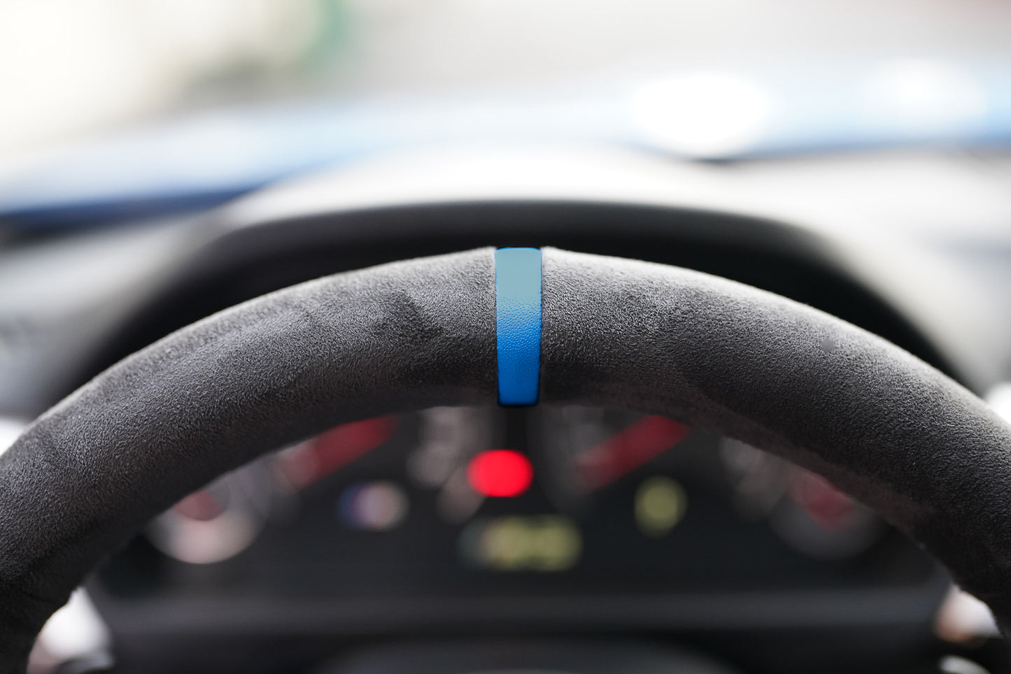 BMW F-Series Alcantara Suede Steering Wheel Cover DIY (Blue Stripe) - iCBL
