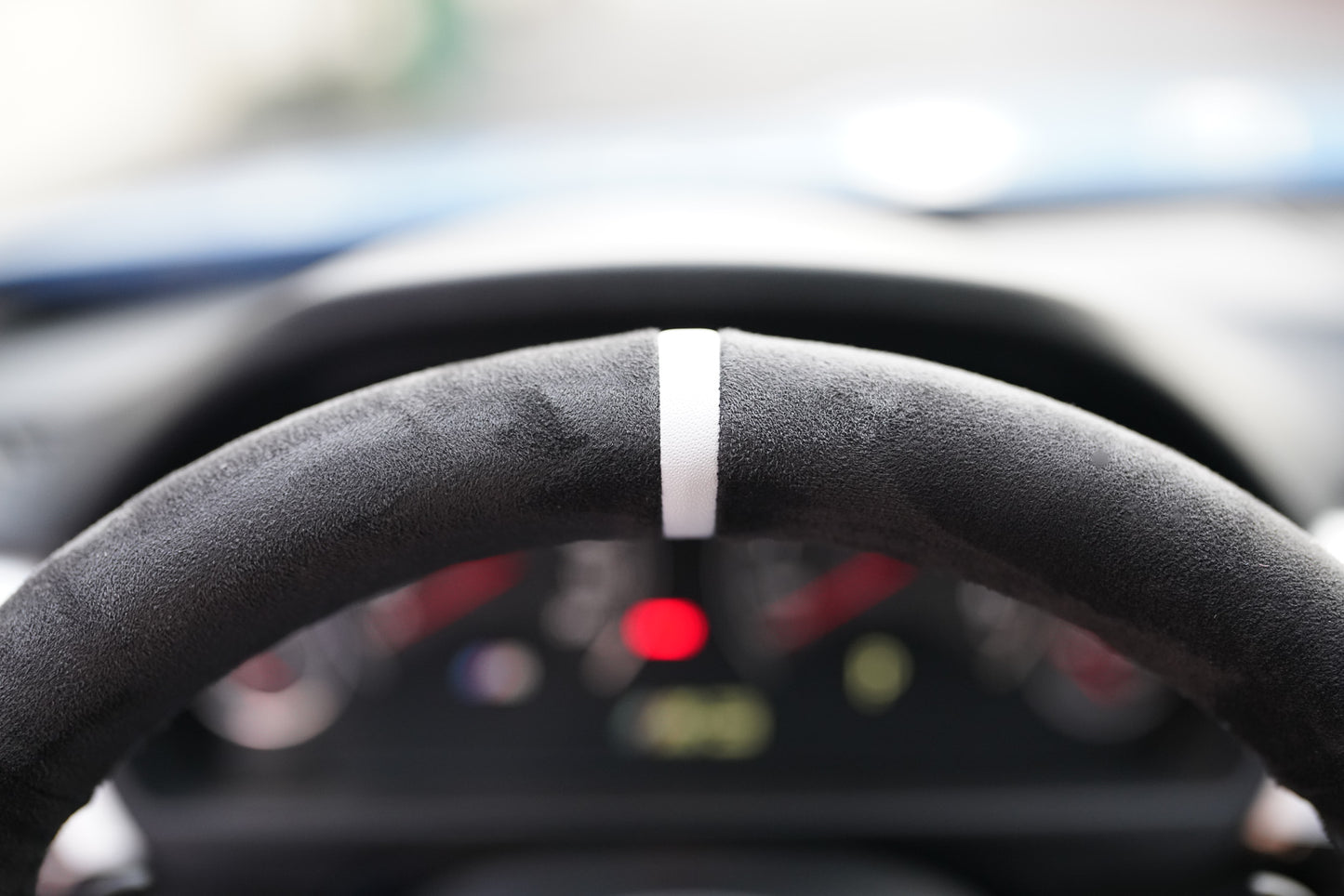 BMW F-Series Alcantara Suede Steering Wheel Cover DIY (White Stripe) - iCBL