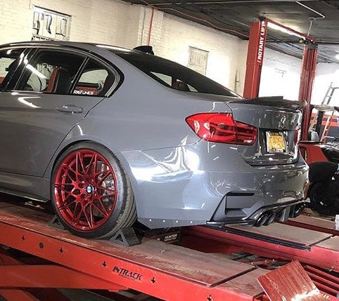 BMW Carbon Fiber Rear Bumper Splitter Extensions Gloss Wet (Rivets) - iCBL
