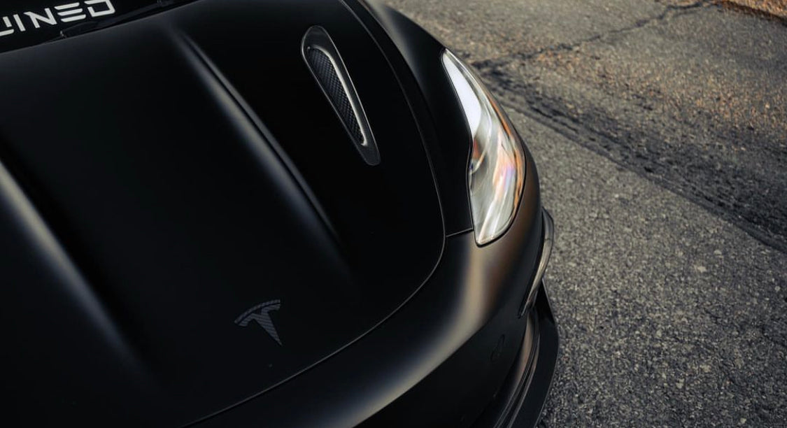 TESLA Gloss Carbon Fiber Emblem Logo for Model 3 & Y Hood +Trunk Letter Accessories - iCBL