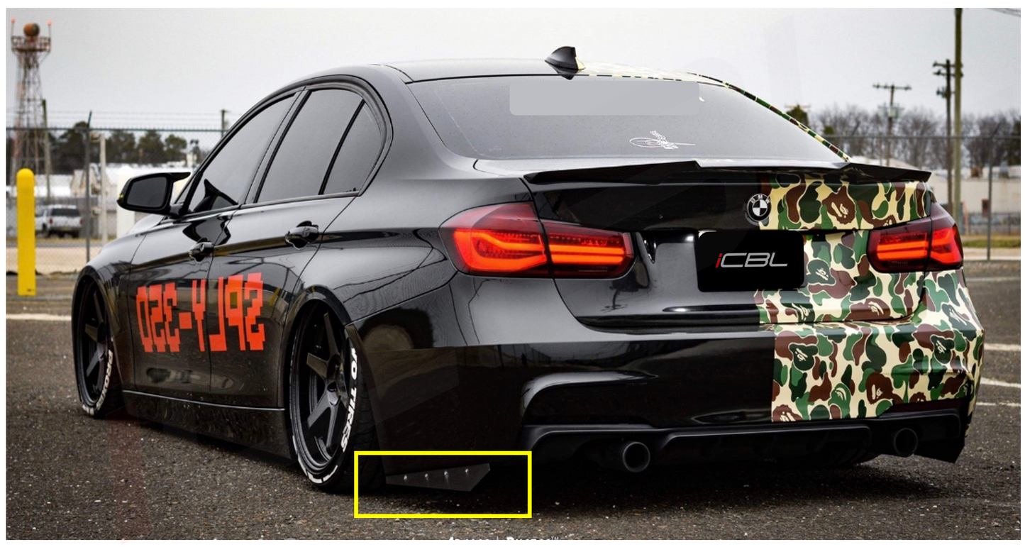 BMW Carbon Fiber Rear Bumper Splitter Extensions Gloss Wet (Rivets) - iCBL