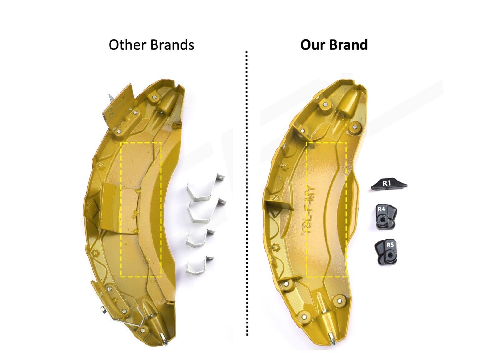 Tesla Model S Brake Caliper Covers Aluminum Front & Rear YELLOW 18-21 (4PCS) - iCBL