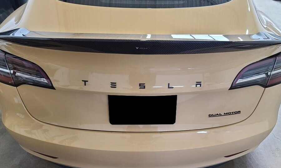 TESLA Gloss Carbon Fiber Emblem Logo for Model 3 & Y Hood +Trunk Letter Accessories - iCBL