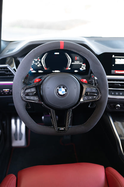 BMW LCI Alcantara Flat Bottom Steering Wheel for G Chassis- CARBONE's Signature Design for G20 G30 G80 G82 M3 M4 M2 M340i M5 M8 F90 - iCBL
