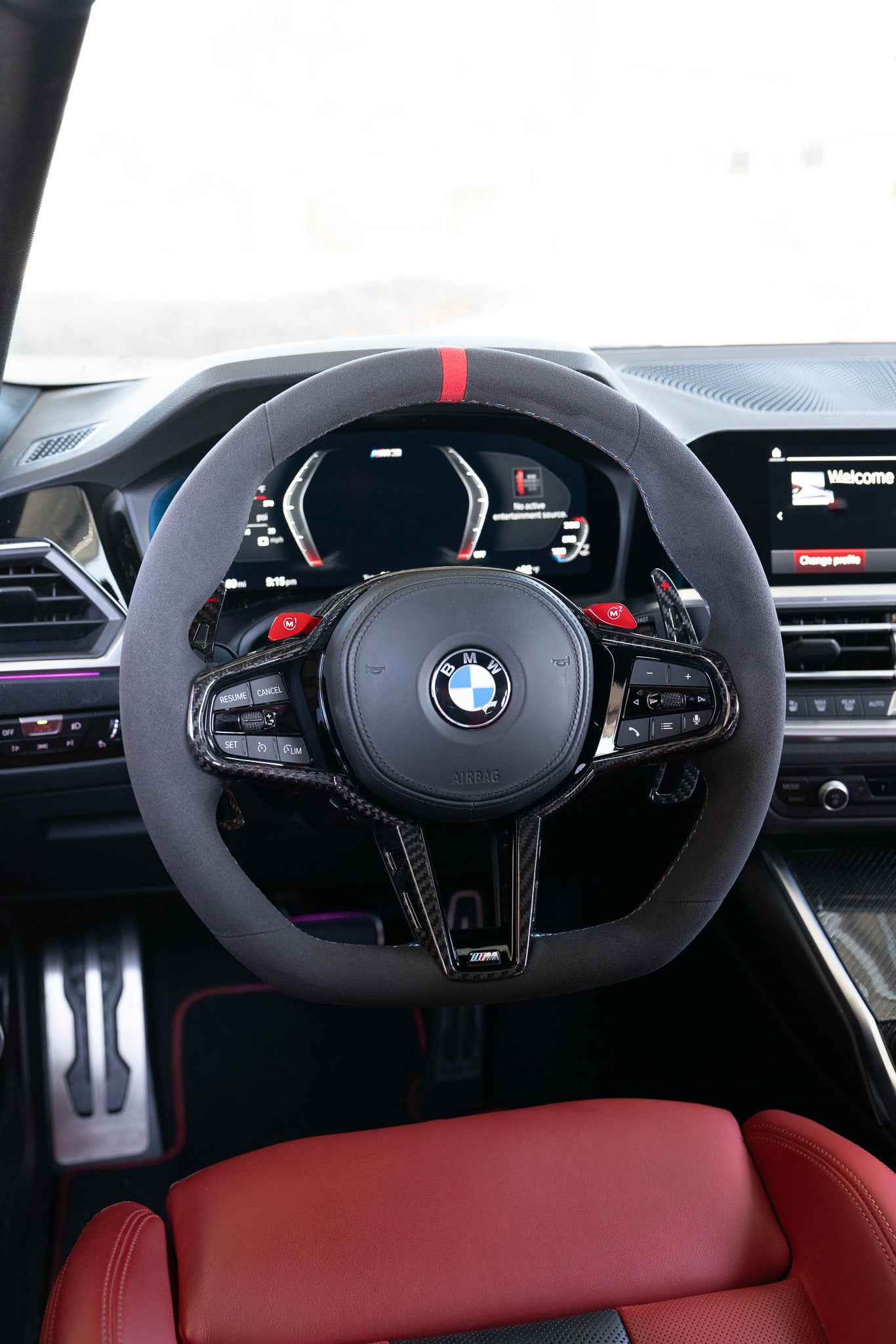 BMW LCI Alcantara Flat Bottom Steering Wheel for G Chassis- CARBONE's Signature Design for G20 G30 G80 G82 M3 M4 M2 M340i