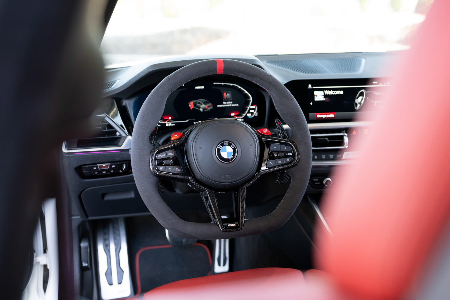 BMW LCI Alcantara Flat Bottom Steering Wheel for G Chassis- CARBONE's Signature Design for G20 G30 G80 G82 M3 M4 M2 M340i