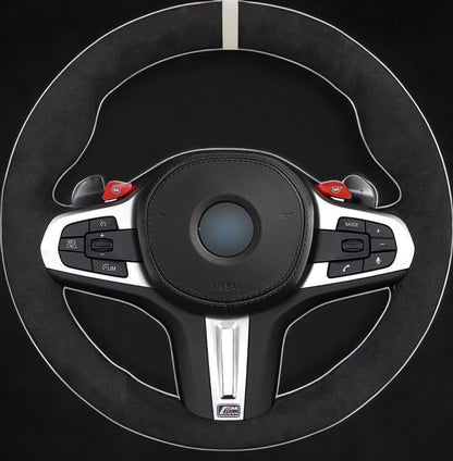 BMW G-Series Alcantara Suede Steering Wheel Cover DIY (Orange Stripe) G80 G20 G30 M3 M4 M340i - iCBL