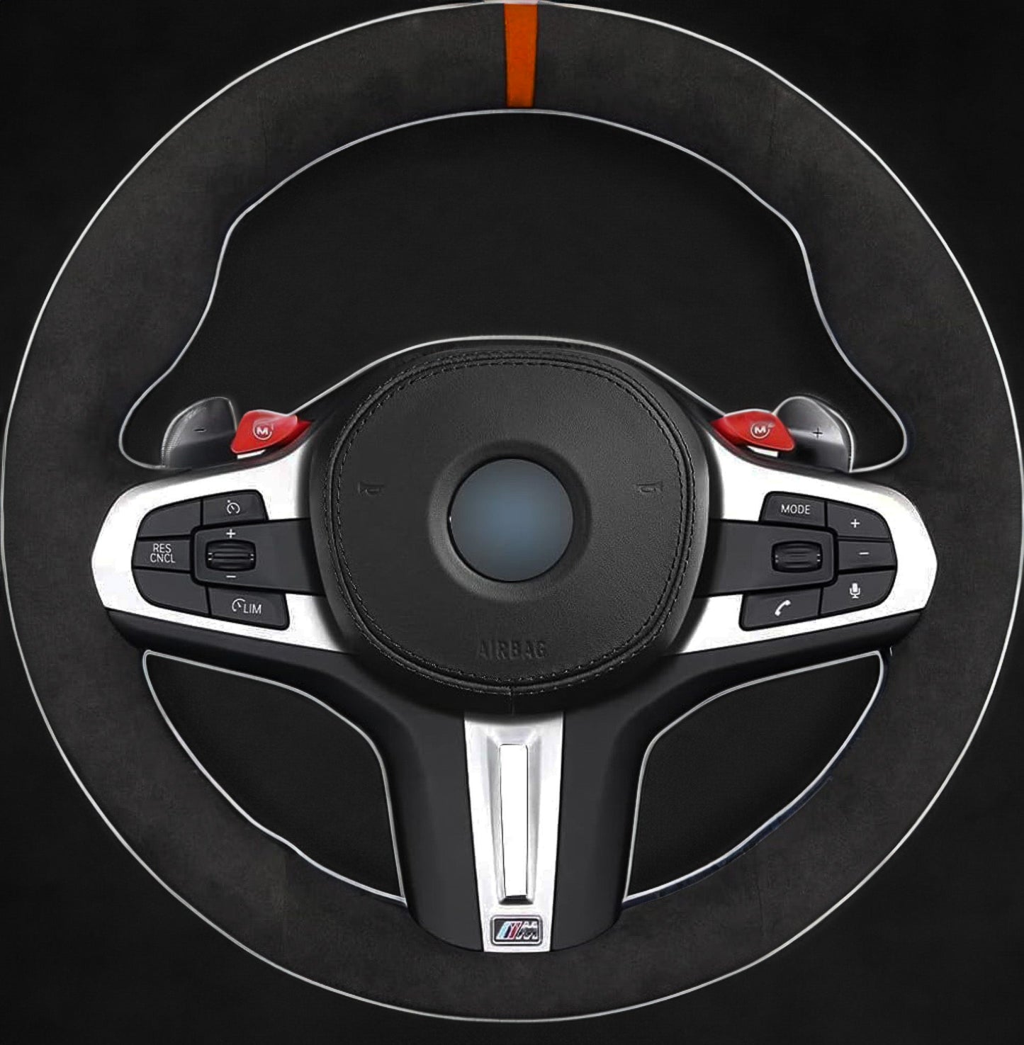 BMW G-Series Alcantara Suede Steering Wheel Cover DIY (Orange Stripe) G80 G20 G30 M3 M4 M340i - iCBL