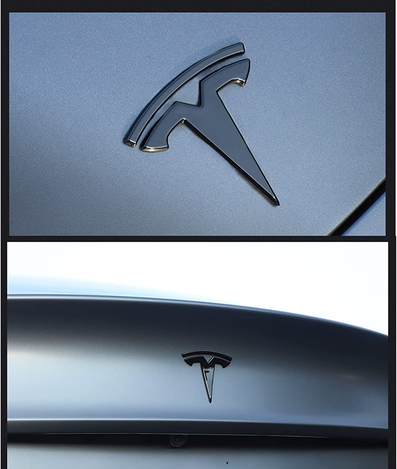 TESLA Metal Gloss and Matte Emblems Logo for Model 3 & Model Y Hood + Trunk in Gold, Red, Gloss and Matte Black - iCBL