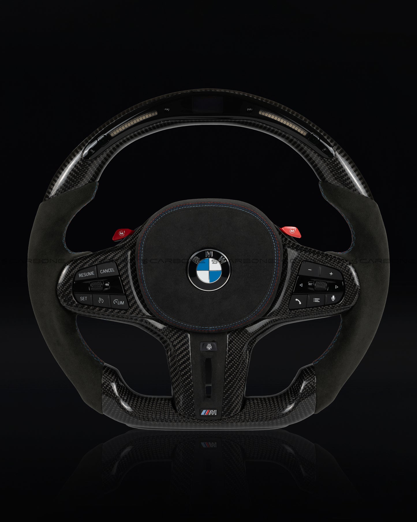 BMW LED Screen Alcantara Flat Bottom Carbon Fiber Steering Wheel for G Chassis- Carbone's Signature Design for G20 G80 G82 M3 M4 M2 M340i