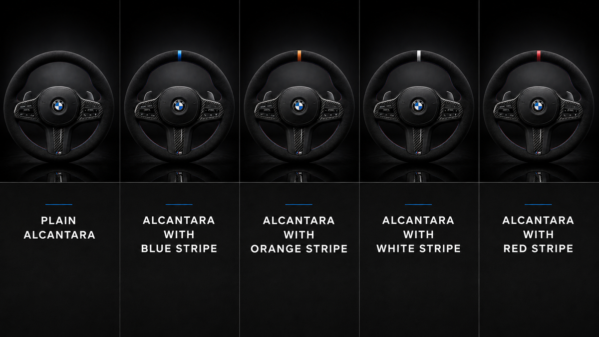 BMW G-Series Alcantara Suede Steering Wheel Cover DIY (Orange Stripe) G80 G20 G30 M3 M4 M340i - iCBL