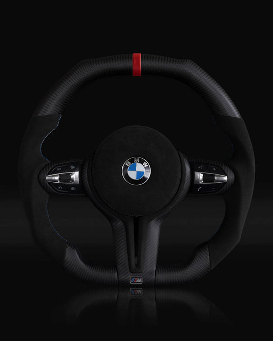 BMW Alcantara Flat Bottom Matte Dry Carbon Fiber Steering Wheel for F Chassis- iCBL's Signature Design for F30 F32 F80 F82 M3 M4 M2 335i 340i 328i 440i 435i