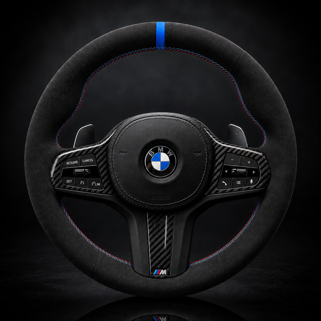 BMW G-Series Alcantara Suede Steering Wheel Cover DIY (Orange Stripe) G80 G20 G30 M3 M4 M340i - iCBL