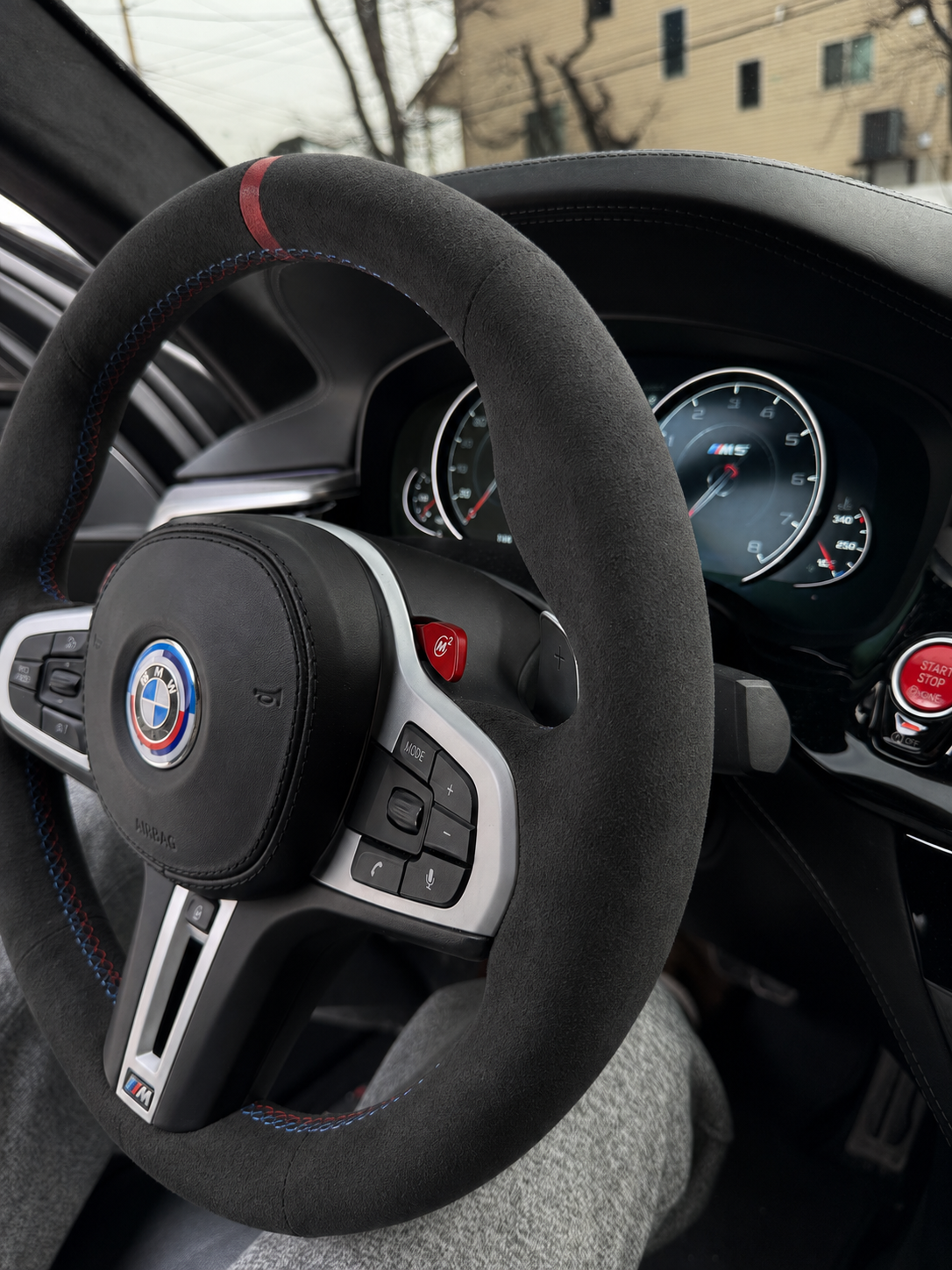 BMW G-Series Alcantara Suede Steering Wheel Cover DIY (Orange Stripe) G80 G20 G30 M3 M4 M340i - iCBL
