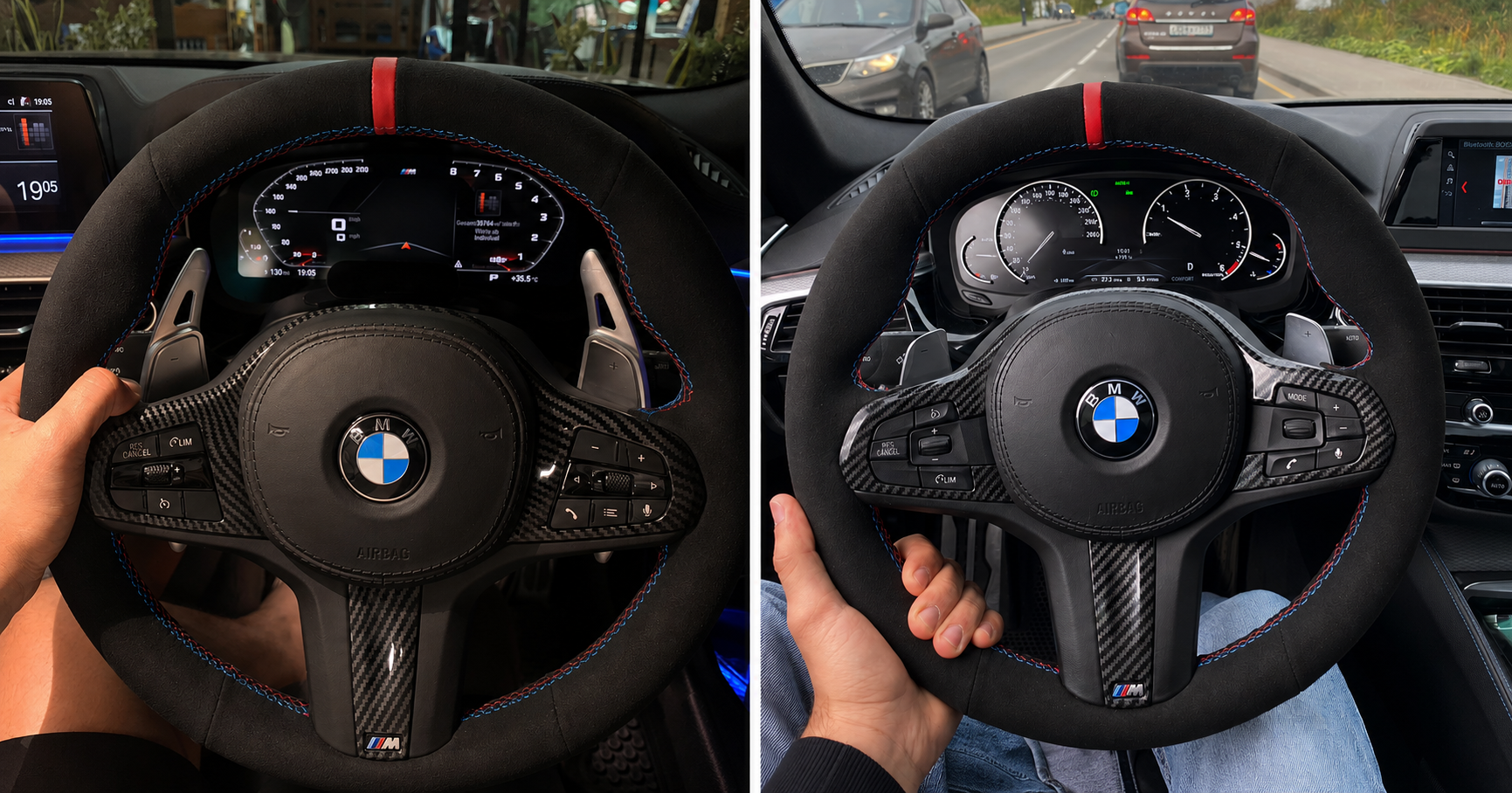 BMW G-Series Alcantara Suede Steering Wheel Cover DIY (Orange Stripe) G80 G20 G30 M3 M4 M340i - iCBL