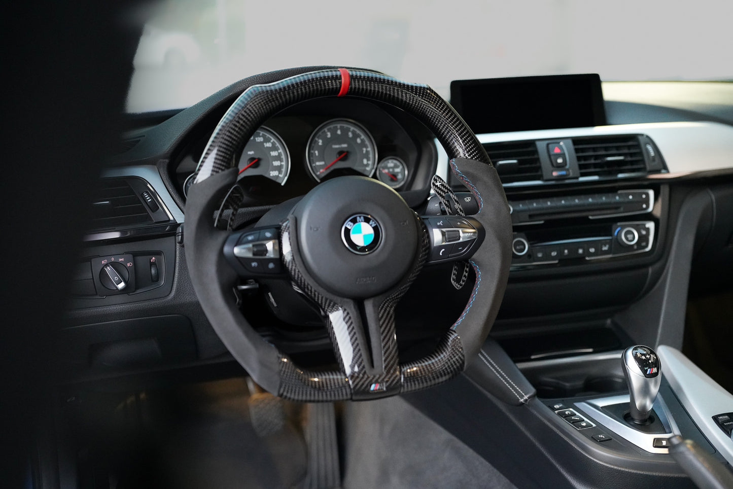 BMW Alcantara Flat Bottom Carbon Fiber Steering Wheel for F Chassis- iCBL's Signature Design for F30 F32 F80 F82 M3 M4 M2 335i 340i 328i 440i 435i - iCBL