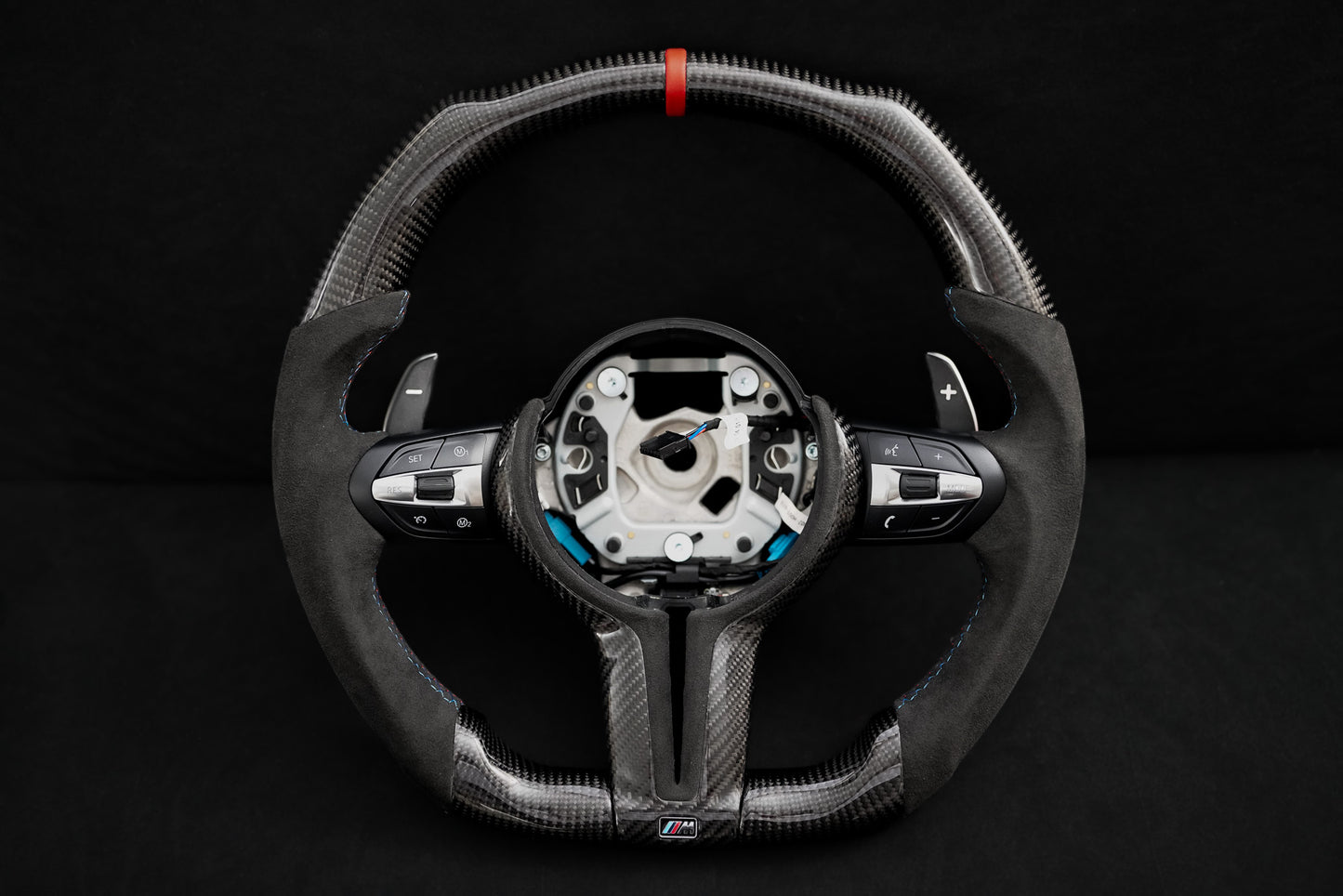 BMW F Chassis Alcantara Flat Bottom Carbon Fiber Steering Wheel - iCBL's Signature Design for F30 F32 F80 F82 M3 M4 M2 335i 340i 328i - iCBL