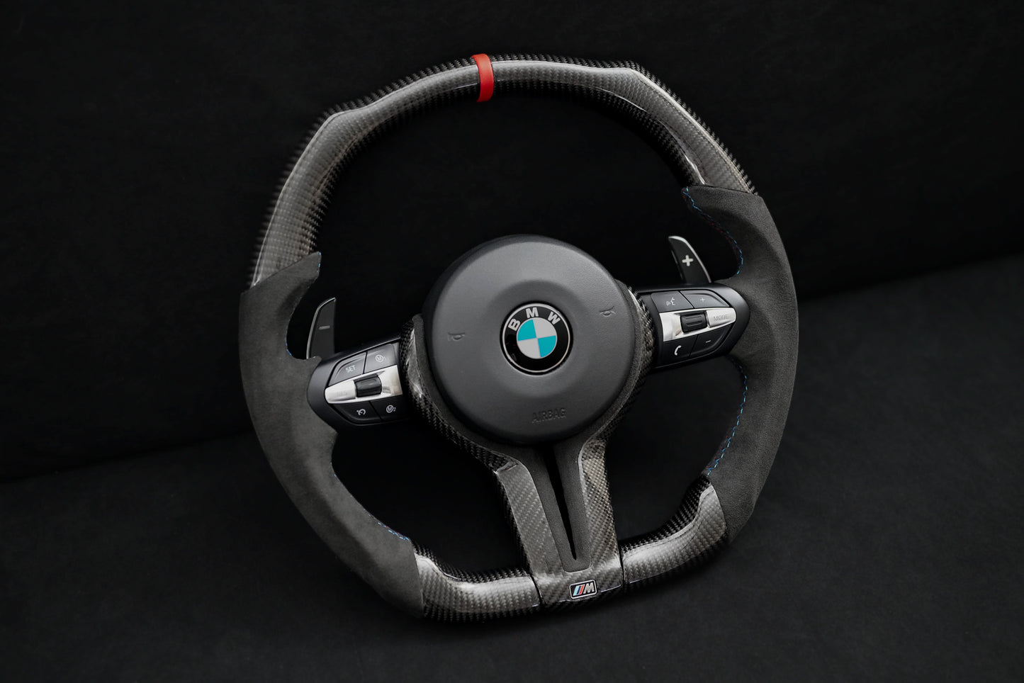 BMW F Chassis Alcantara Flat Bottom Carbon Fiber Steering Wheel - iCBL's Signature Design for F30 F32 F80 F82 M3 M4 M2 335i 340i 328i - iCBL