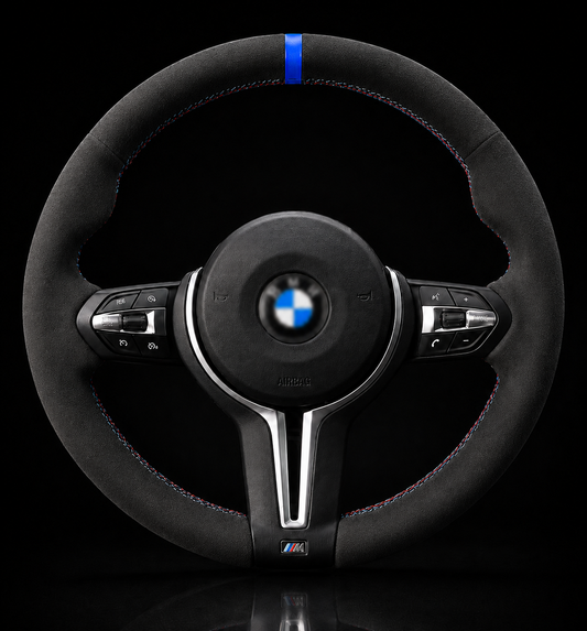 BMW F-Series Alcantara Suede Steering Wheel Cover DIY (Blue Stripe) - iCBL
