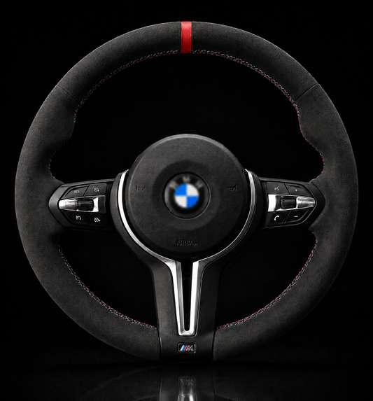 BMW F-Series Alcantara Suede Steering Wheel Cover DIY (Red Stripe) - iCBL