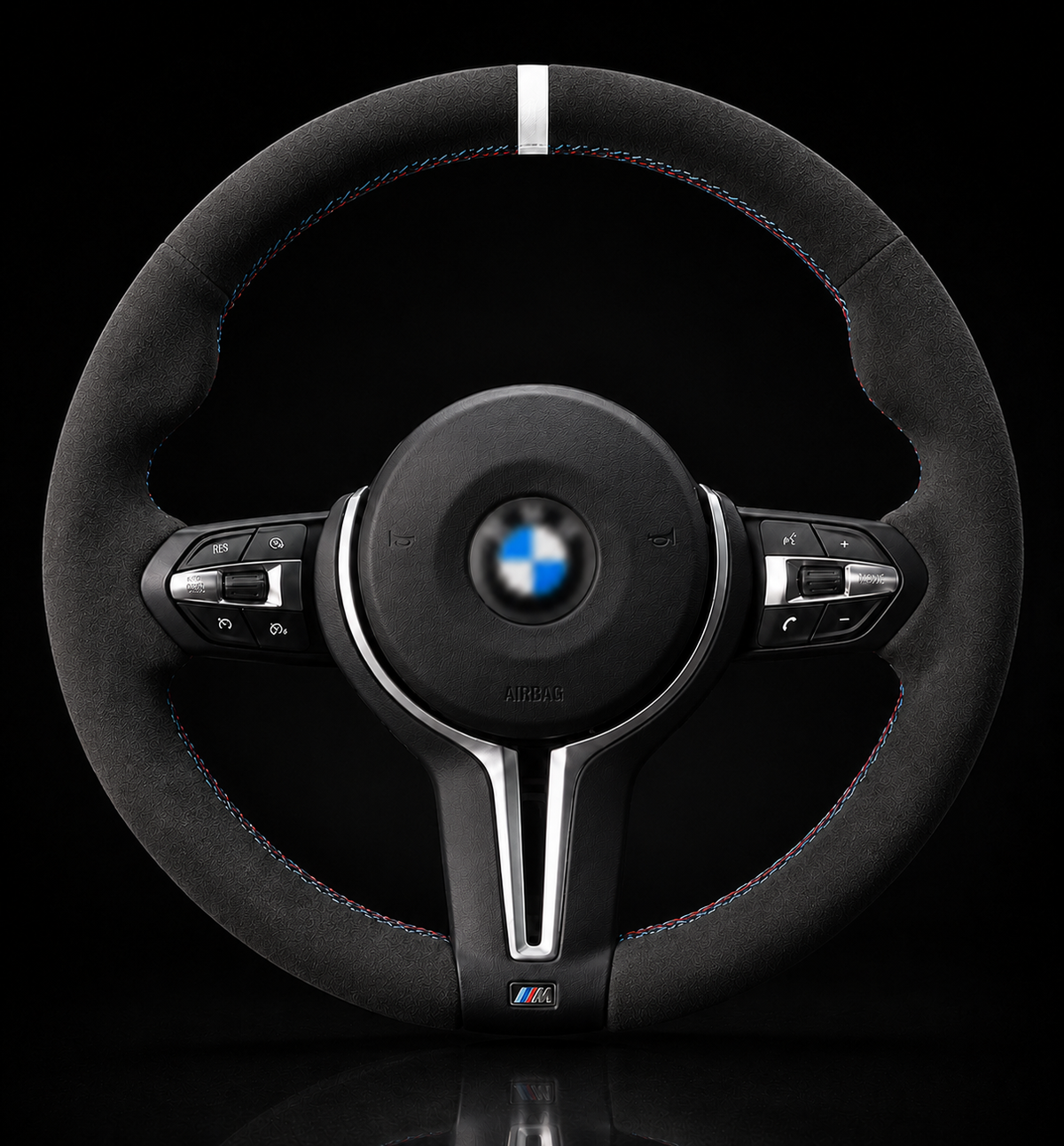BMW F-Series Alcantara Suede Steering Wheel Cover DIY (White Stripe) - iCBL