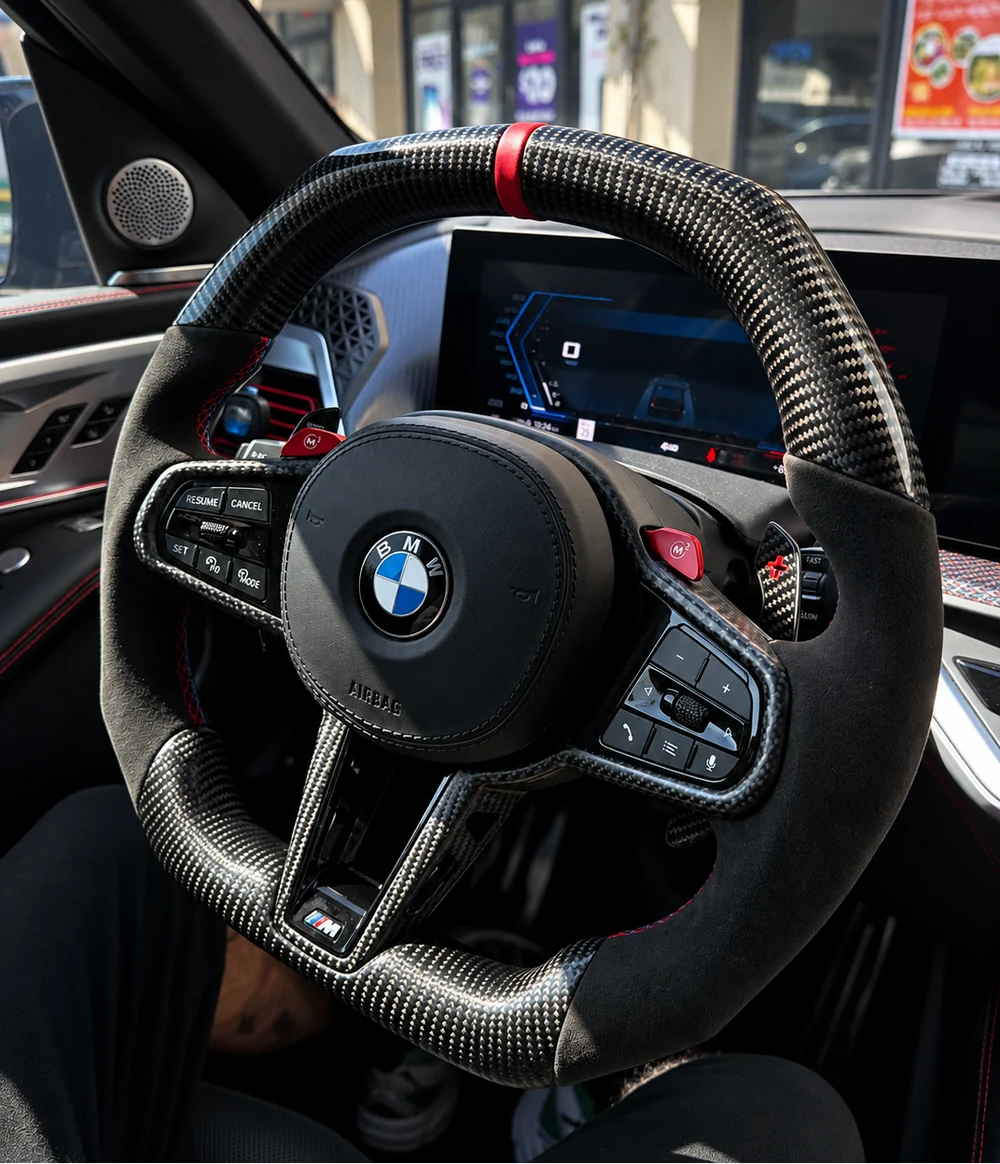 BMW LCI Carbon Fiber / Alcantara Flat Bottom Steering Wheel for G Chassis- CARBONE's CS Signature Design for G20 G30 G80 G82 M3 M4 M2 M340i - iCBL