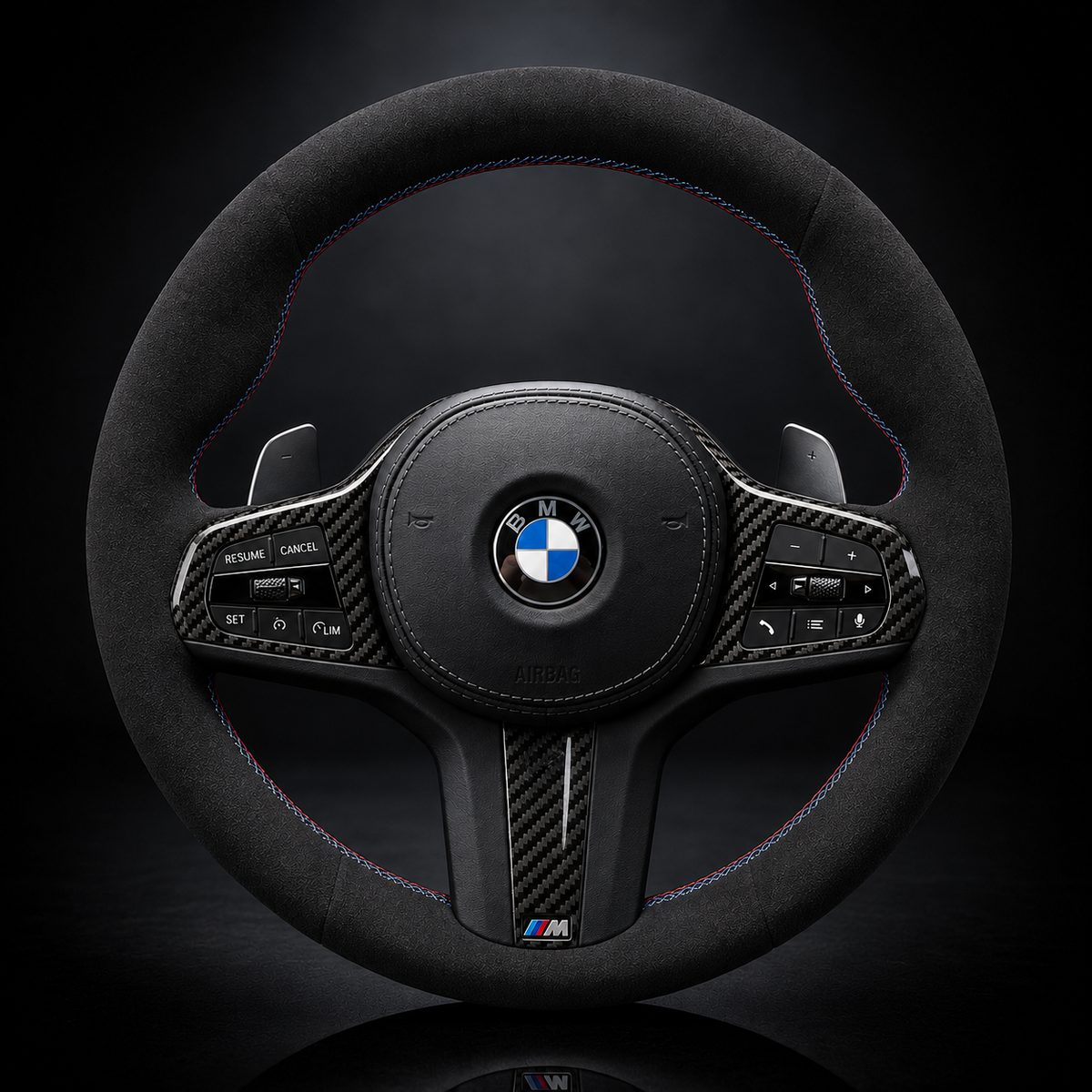 BMW G-Series Alcantara Suede Steering Wheel Cover DIY (Orange Stripe) G80 G20 G30 M3 M4 M340i - iCBL