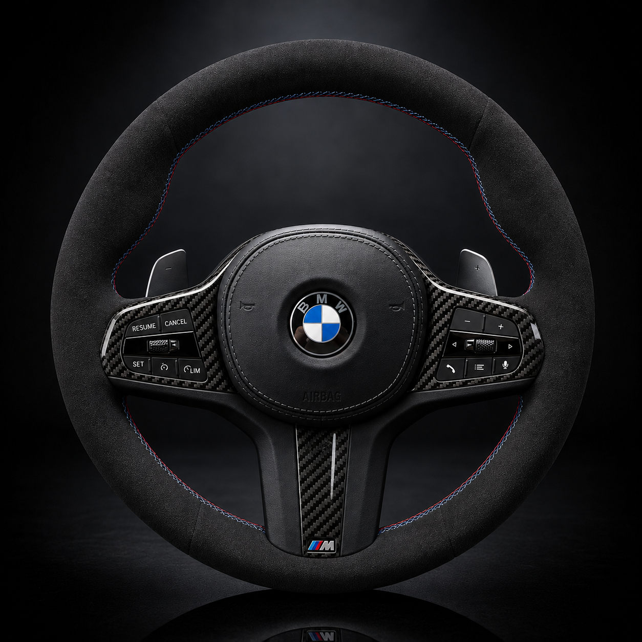 BMW G-Series Alcantara Suede Steering Wheel Cover DIY (Orange Stripe) G80 G20 G30 M3 M4 M340i - iCBL