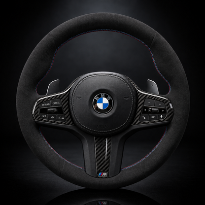 BMW G-Series Alcantara Suede Steering Wheel Cover DIY (Orange Stripe) G80 G20 G30 M3 M4 M340i - iCBL