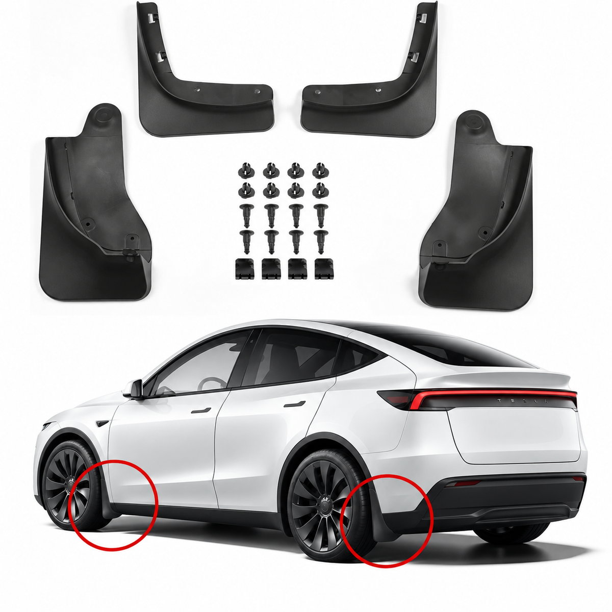 Model Y YL JUNIPER Tesla Mud Flaps Splash Guards Winter Vehicle Protection No Holes 4 Pcs