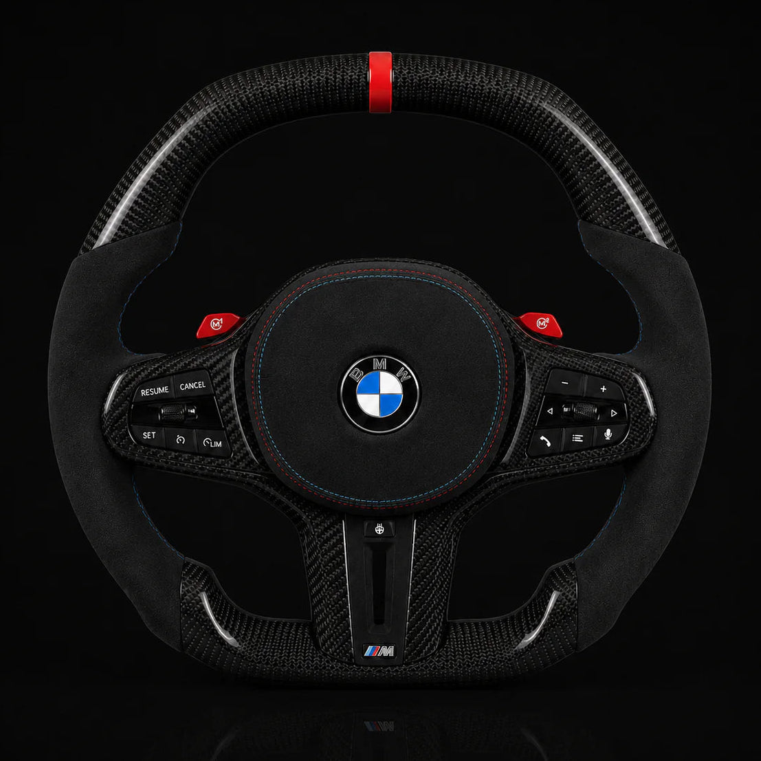 BMW Alcantara Flat Bottom Carbon Fiber Steering Wheel for G Chassis- iCBL's Signature Design for G20 G30 G80 G82 M3 M4 M2 M340i - iCBL