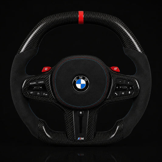 BMW Alcantara Flat Bottom Carbon Fiber Steering Wheel for G Chassis- iCBL's Signature Design for G20 G30 G80 G82 M3 M4 M2 M340i