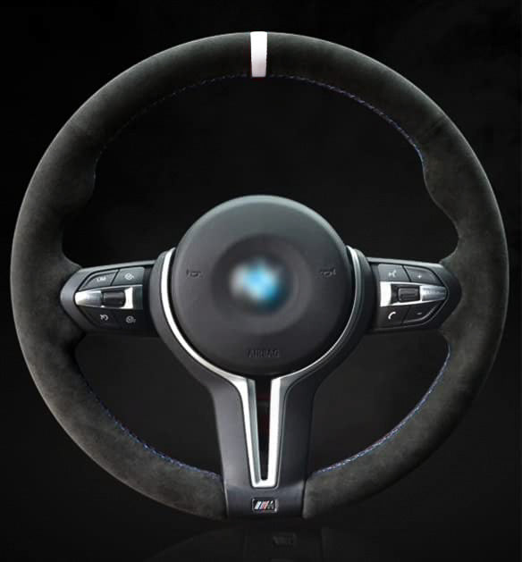 BMW F-Series Alcantara Suede Steering Wheel Cover DIY (White Stripe) - iCBL