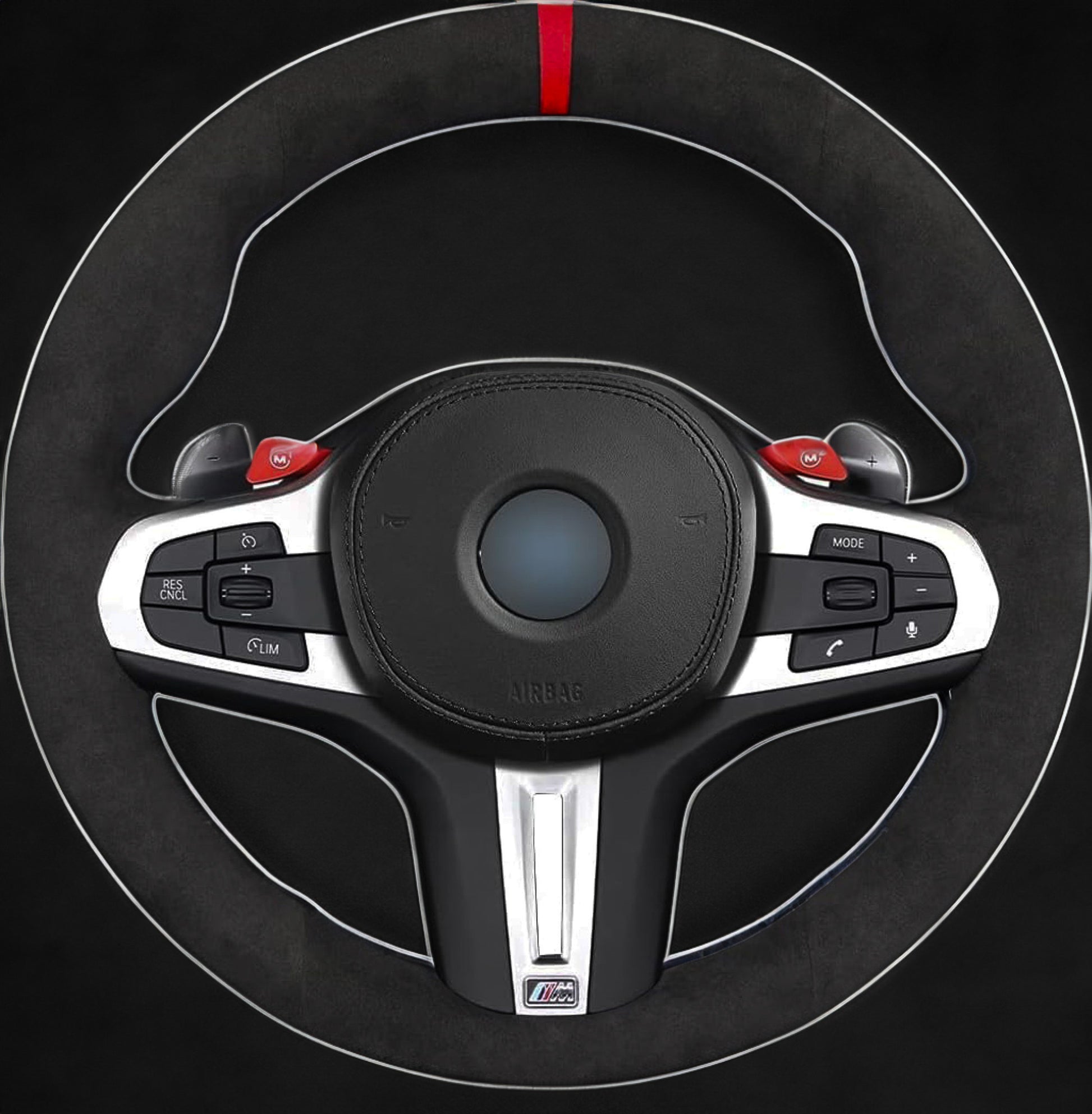 BMW G-Series Alcantara Suede Steering Wheel Cover DIY (Red Stripe) G80 G20 G30 M3 M4 M340i - iCBL