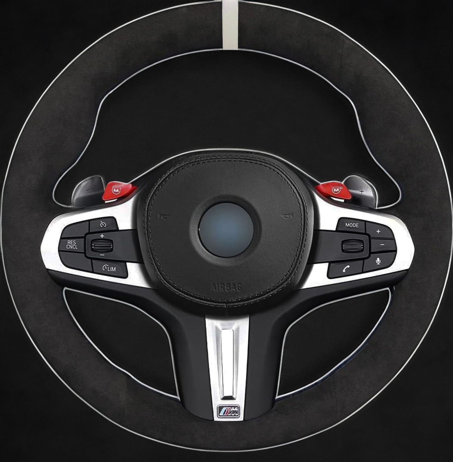 BMW G-Series Alcantara Suede Steering Wheel Cover DIY (Blue Stripe) G80 G20 G30 M3 M4 M340i - iCBL